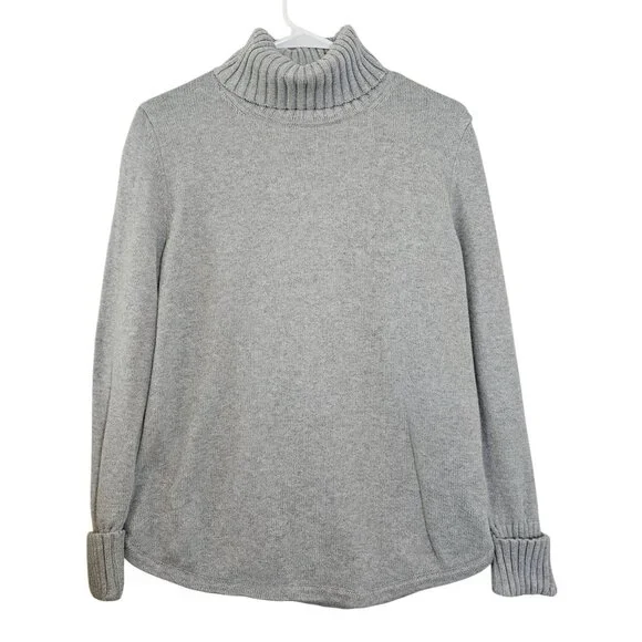 L.L.Bean Women’s Gray Turtleneck Sweater L Cozy Minimalist Quiet Luxury Fall - Picture 2 of 12